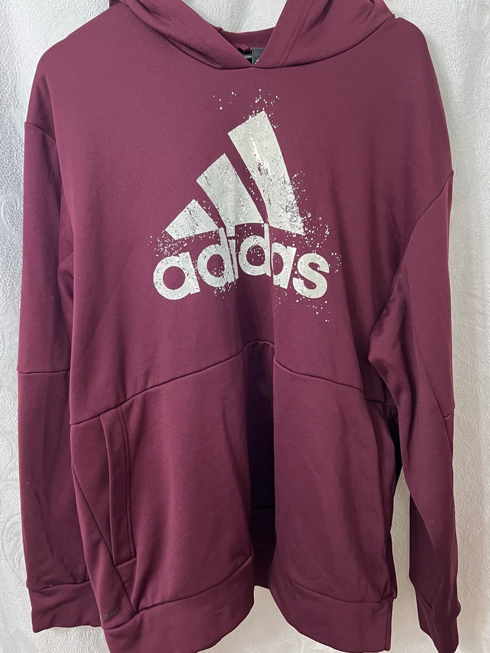 adidas Men's XXL Burgundy Hoodie with White Logo